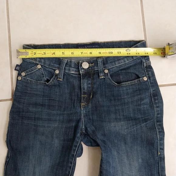 Rock & Republic Jeans Womens Berlin Low Rise Straight Dark Wash Denim sz 6p - Picture 6 of 13